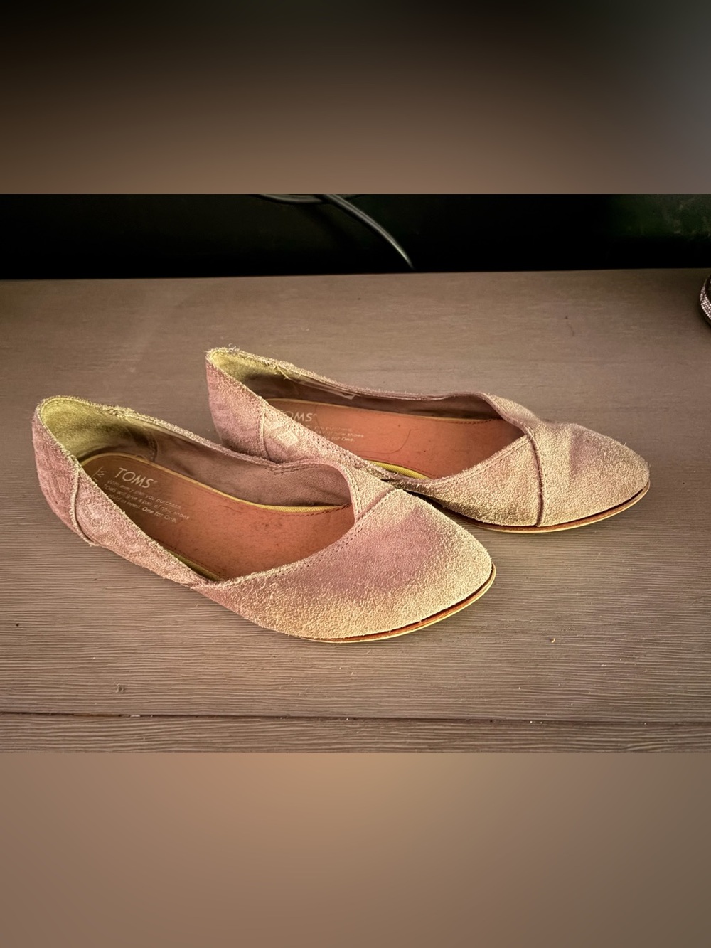 Toms Beige Suede Slip-On Ballet Flats